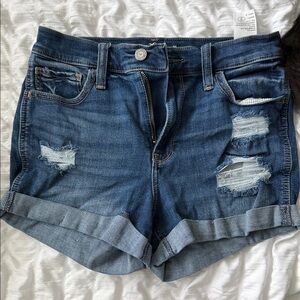 Hollister Dark Blue Ripped Jean Shorts